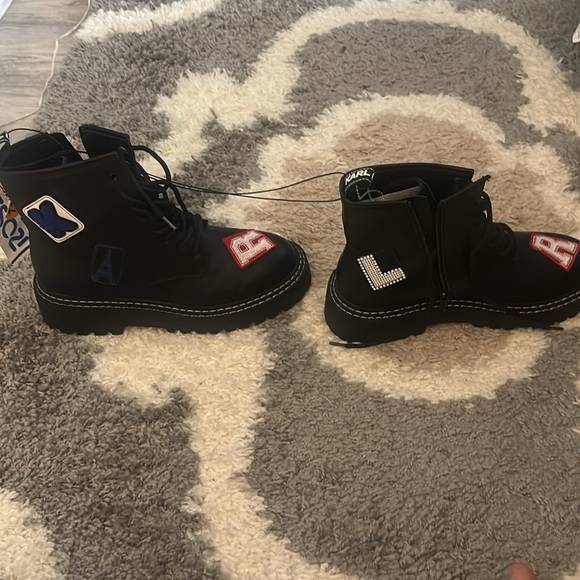 NWOT Karl Lagerfeld Paris Women’s Combat Boots. Dixie Logo - Picture 4 of 6